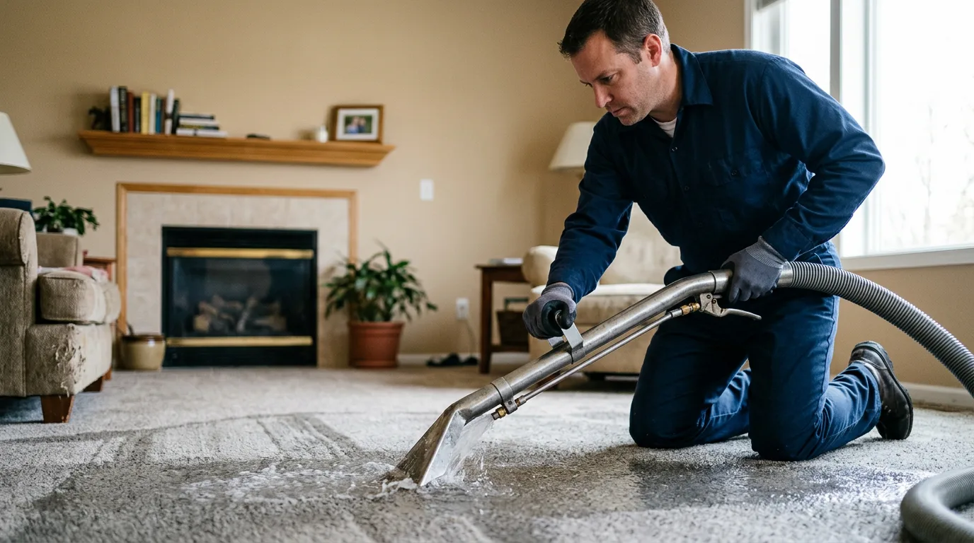 Water damage restoration technician working near Claremont, NH
